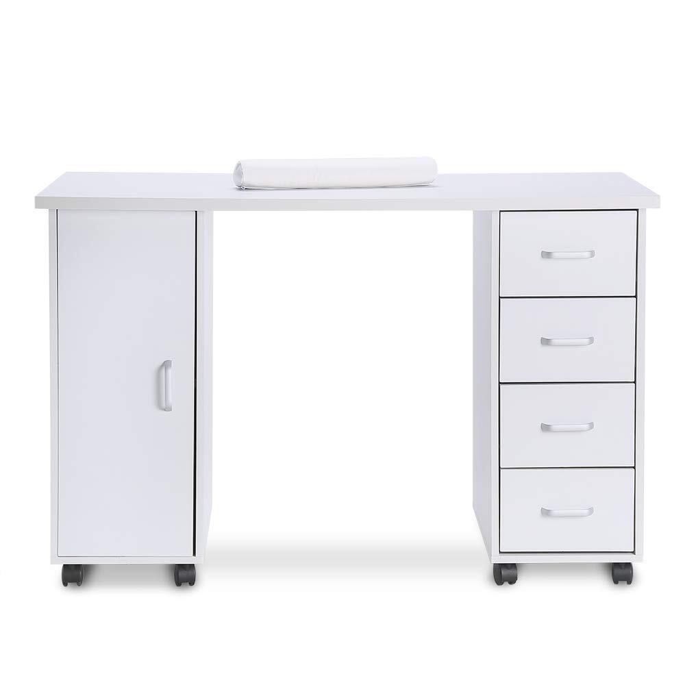 Manicure Nail Table Station Salon Mobile Wood Writing Desk with 2/3/4 Drawers