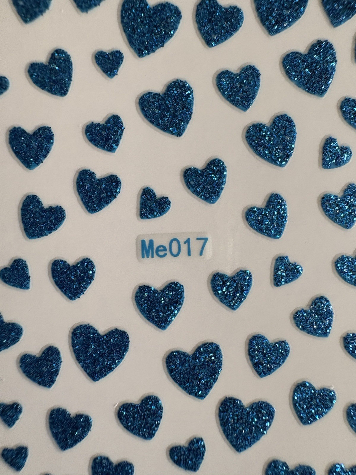 Multicolor Glitter Heart 3D Nail Art Stickers Self-Adhesive for Love Theme