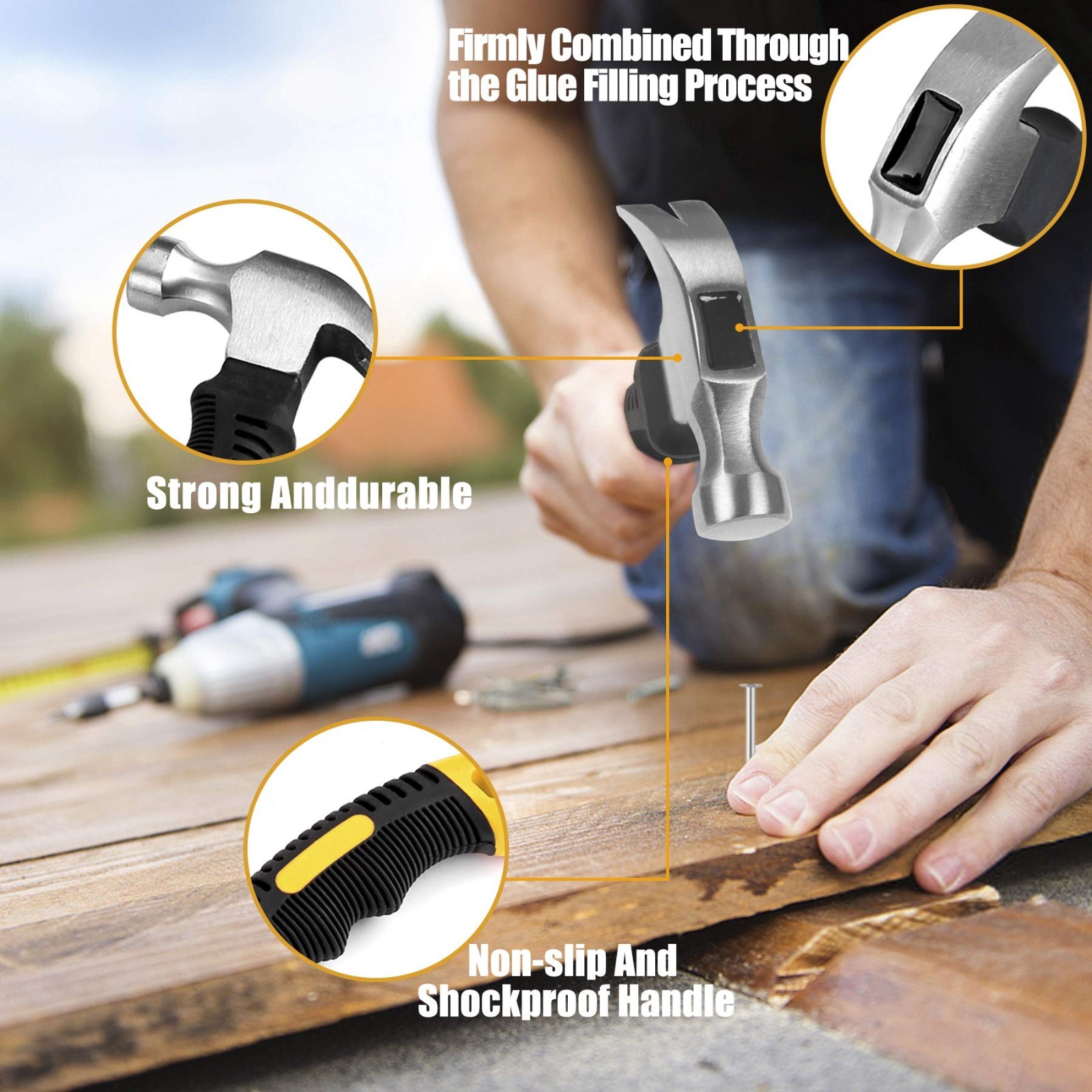 700PC Nail Assortment Kit with 8oz Hammer for Wall Art, Picture Frames & Home Pr