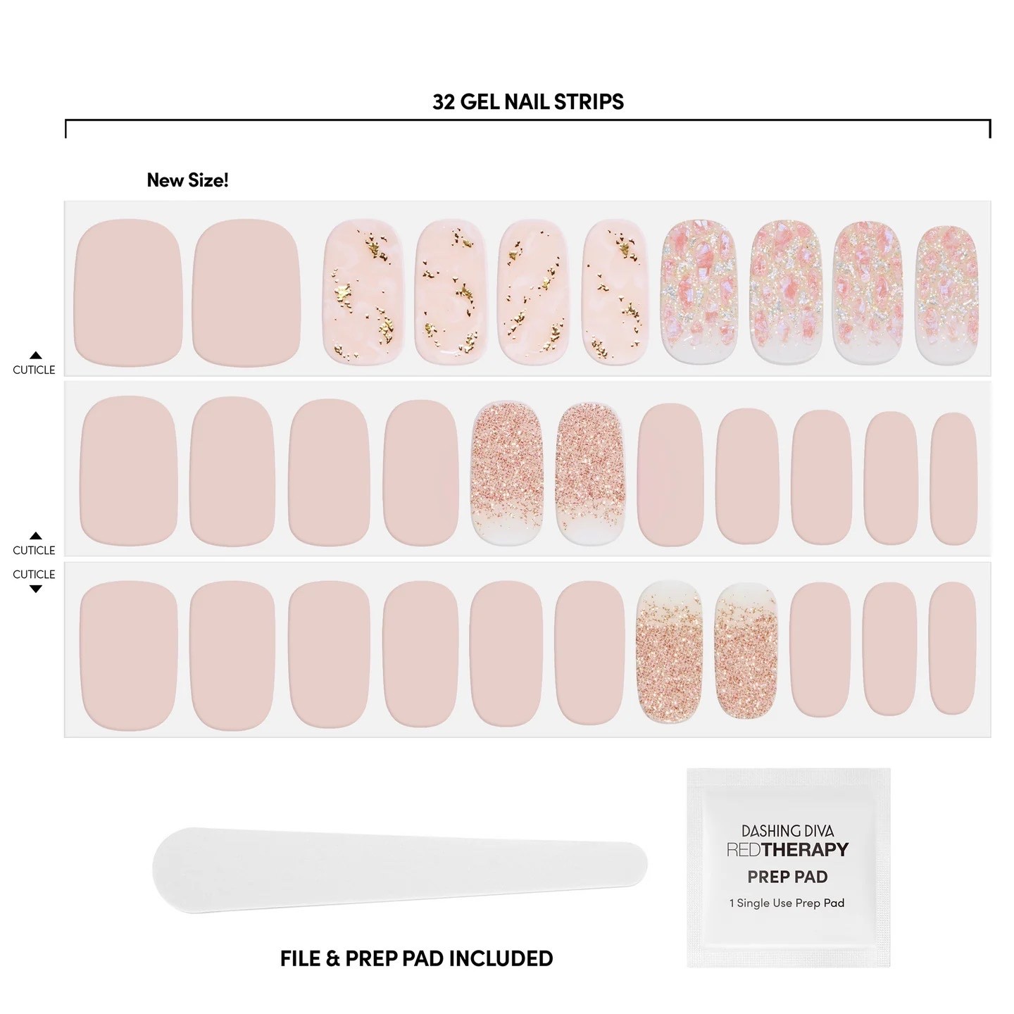 Dashing Diva Gloss Ultra Shine Gel Nails Glitter Strips Kit Crystal Clear NIB