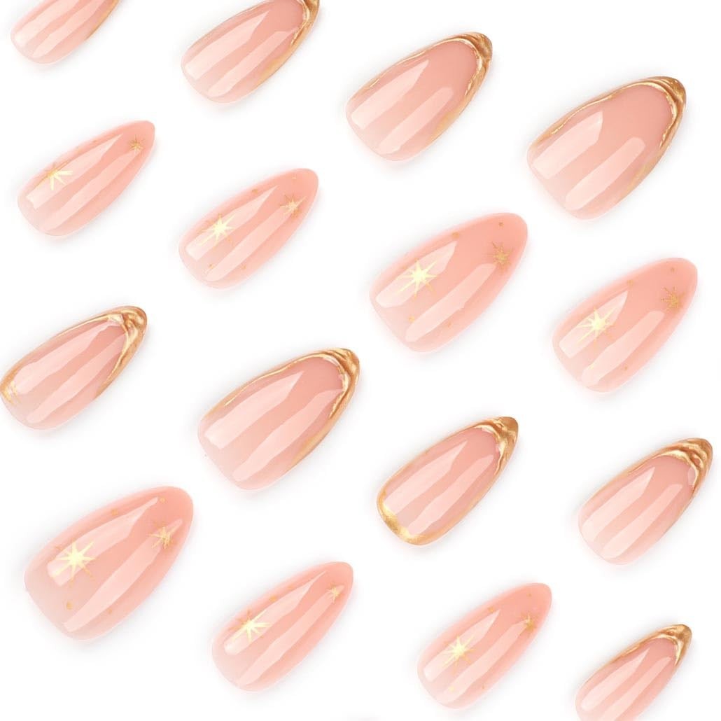 Stylish Almond-Shaped Press-On Nails in Glossy Style – 24 Pcs for All Occasions