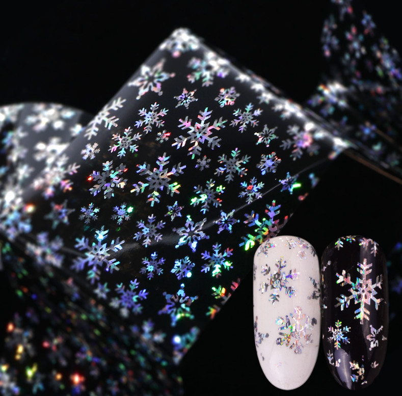 100x4cm Nail Sticker Snowflake Star Laser Glitter Christmas Transfer Foils NS28