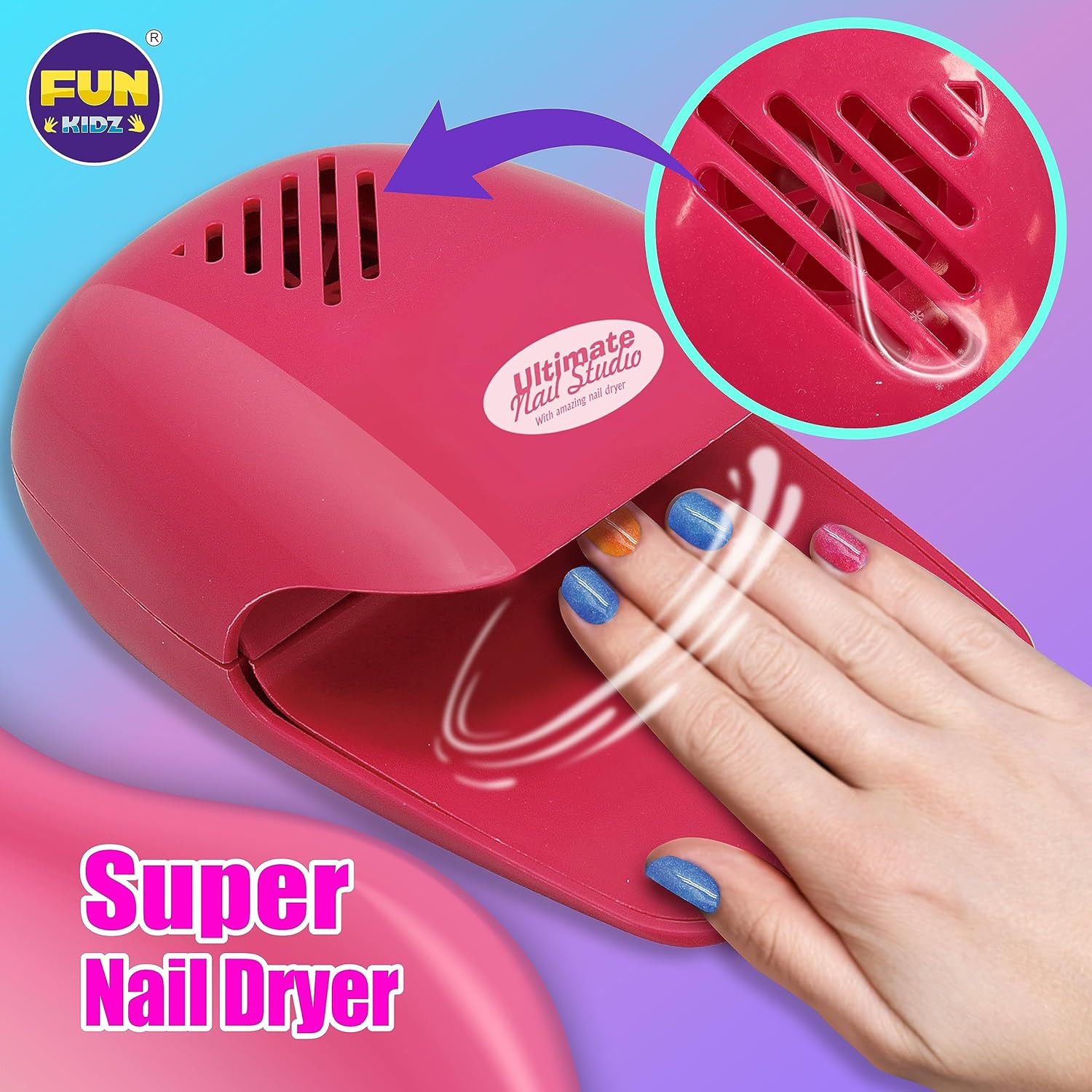 Kid Nail Art Kit for Girls, Funkidz Nail Studio Kits Size 17.91Wx12.4L with Peel
