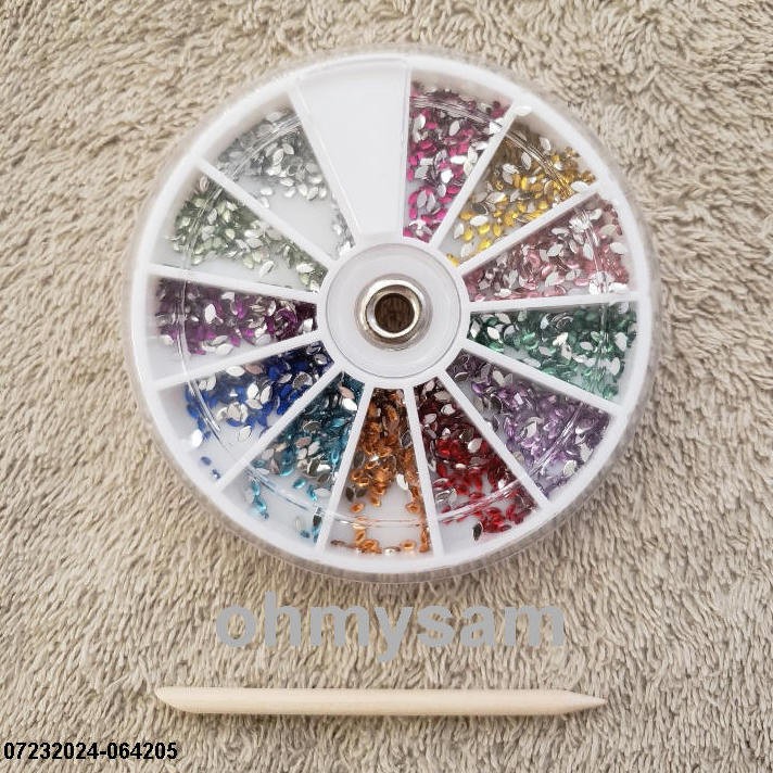 CLOSEOUT 12 NEW RAINBOW MULTI COLOR STONE NAIL ART DES APPLICATOR MANI / PEDI