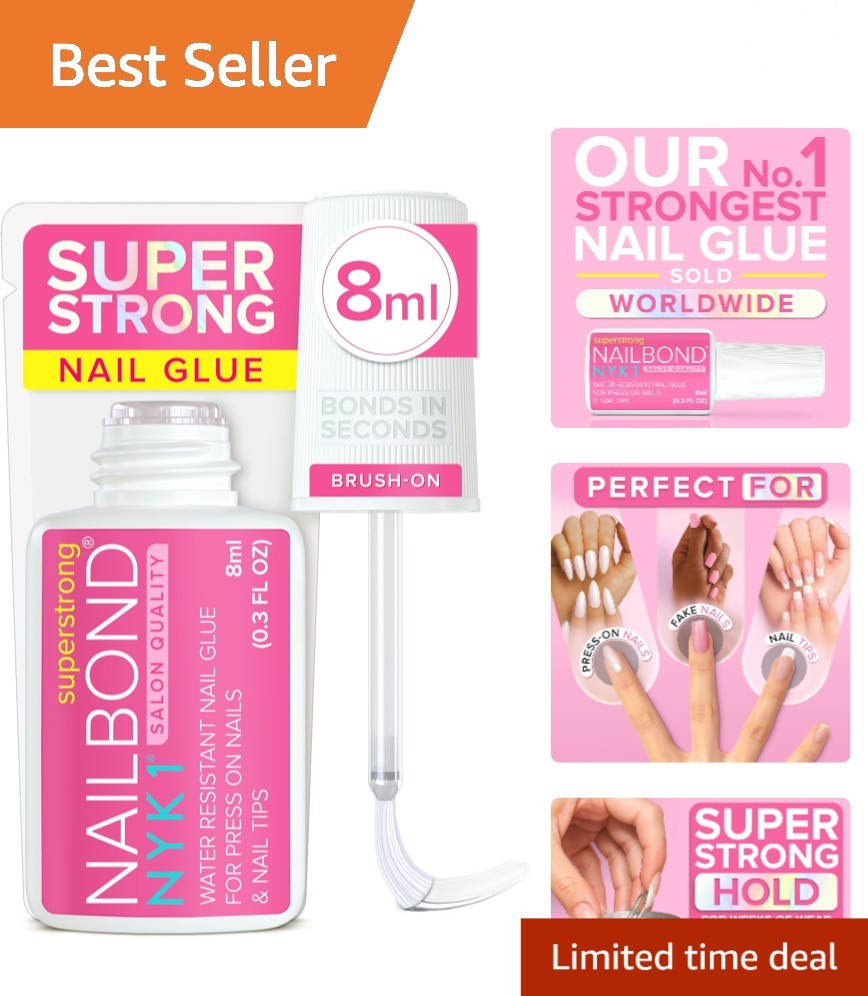 8ml Brush On Super Strong Nail Glue – Long Lasting, Water Resistant for Nail Art