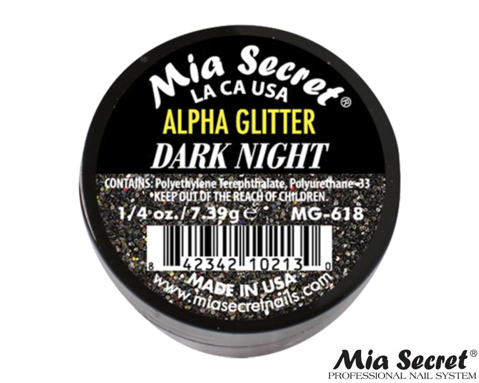 MIA SECRET Nail Art Powder 1/4oz- Dark Night (ALPHA GLITTER)