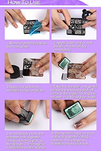20 Pcs Mix Design Nail Stamping Template+1 Stamper + 1 Scraper Nail Art Image