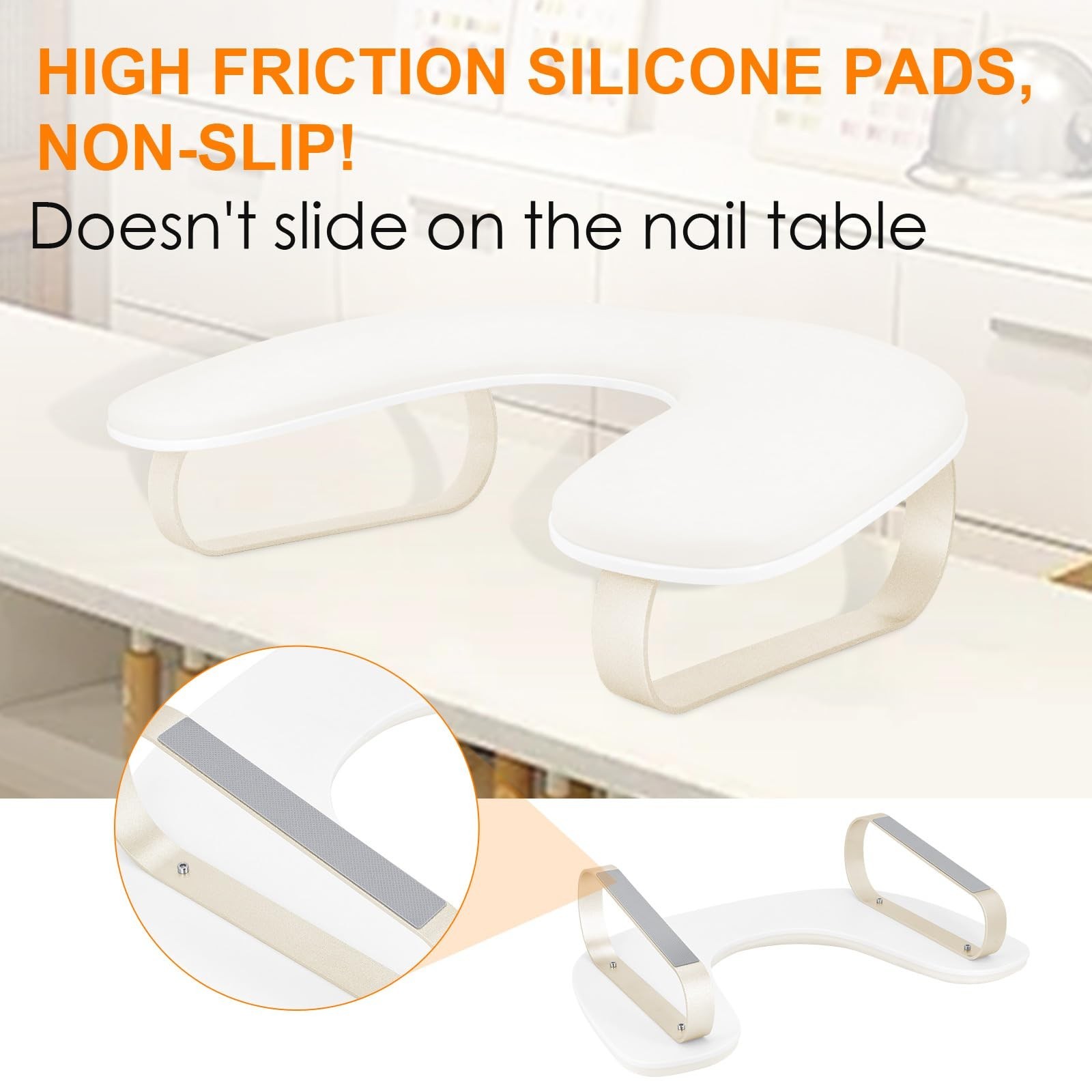 Upgraded Nail Tech Arm Rest Stand – 10° Inclined U-Shaped Manicure Holder, Non-S