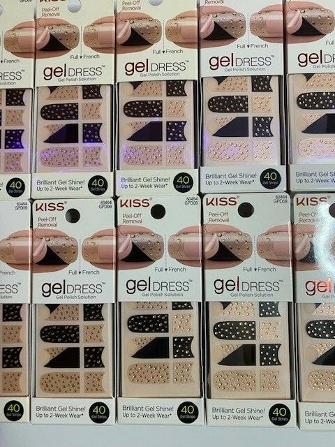 Lot of 10! Kiss Gel Nail Stickers. Polish Wrap 40 Gel Strips.Neutral Nails