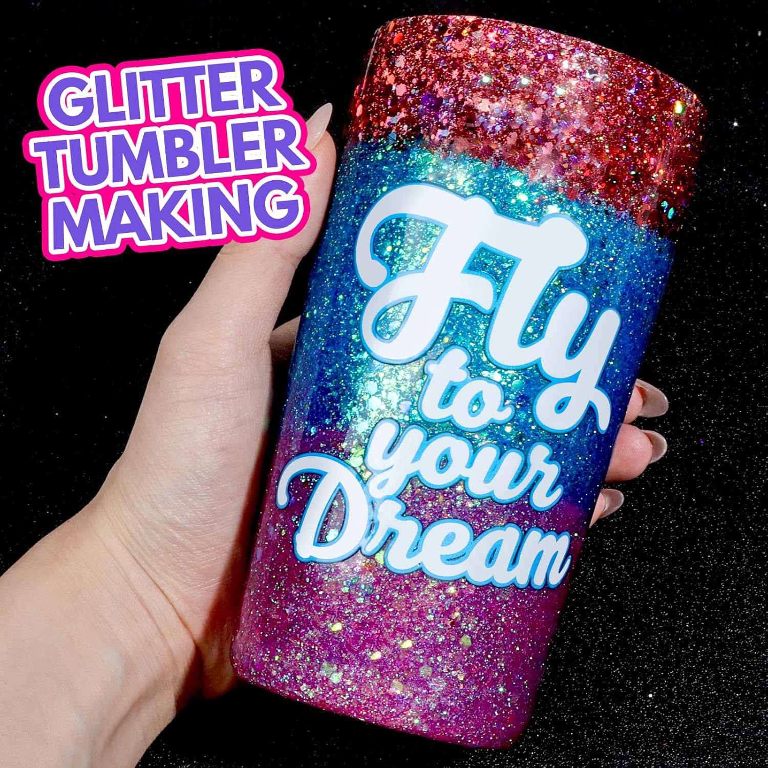 LEOBRO Holographic Chunky Glitter, 15 Colors Craft Glitter for Resin, Nail Body,