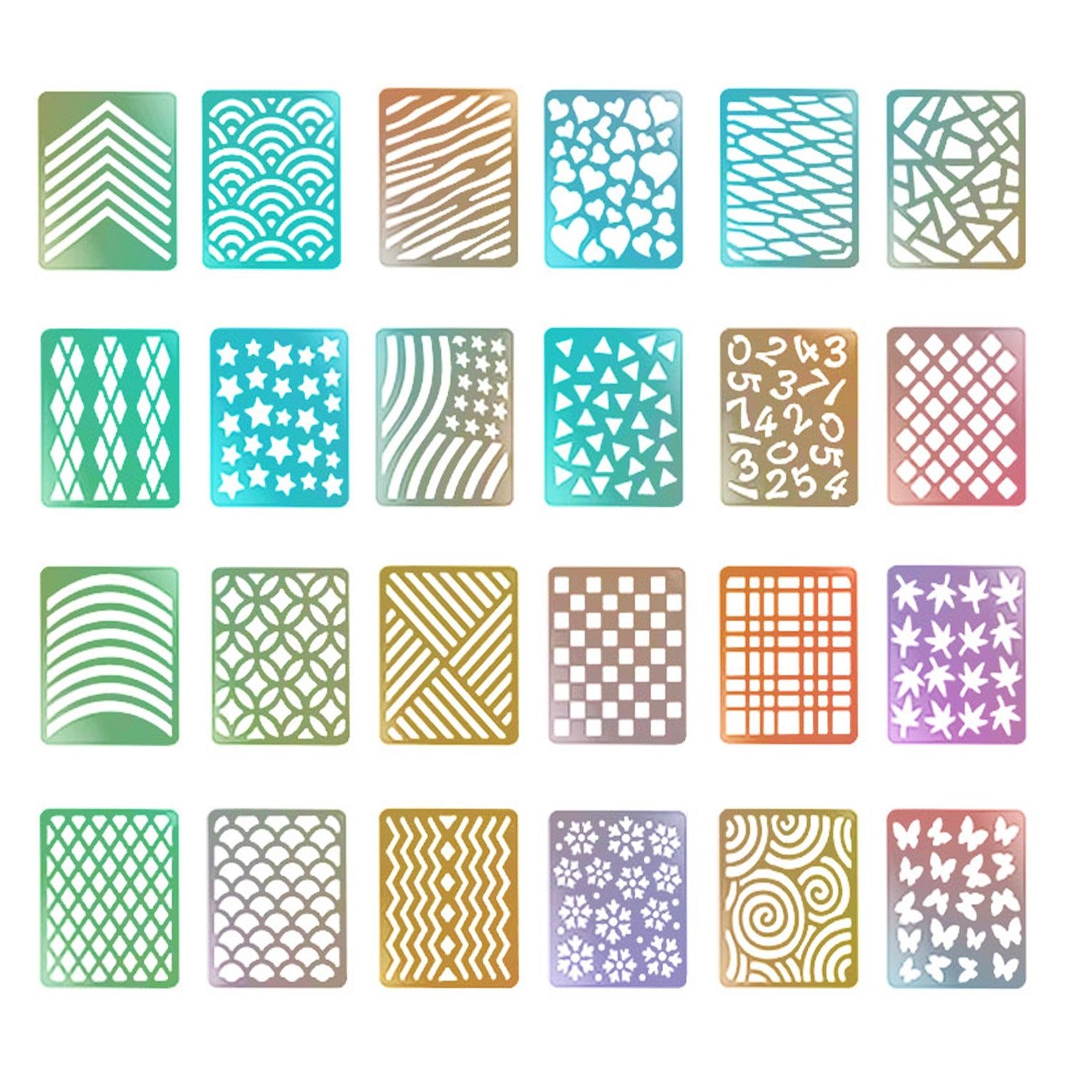 288 Pieces Nail Vinyl Stencils 24 Count (Pack of 1), Multicolor