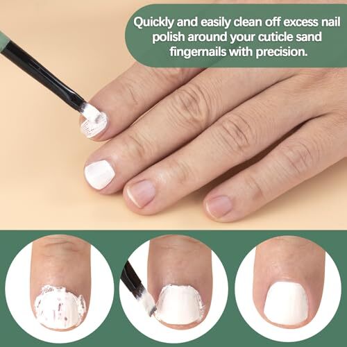 3PCS Nail Clean Up Brushes, Green Nail Art Polish Remover Pens, Cleaning