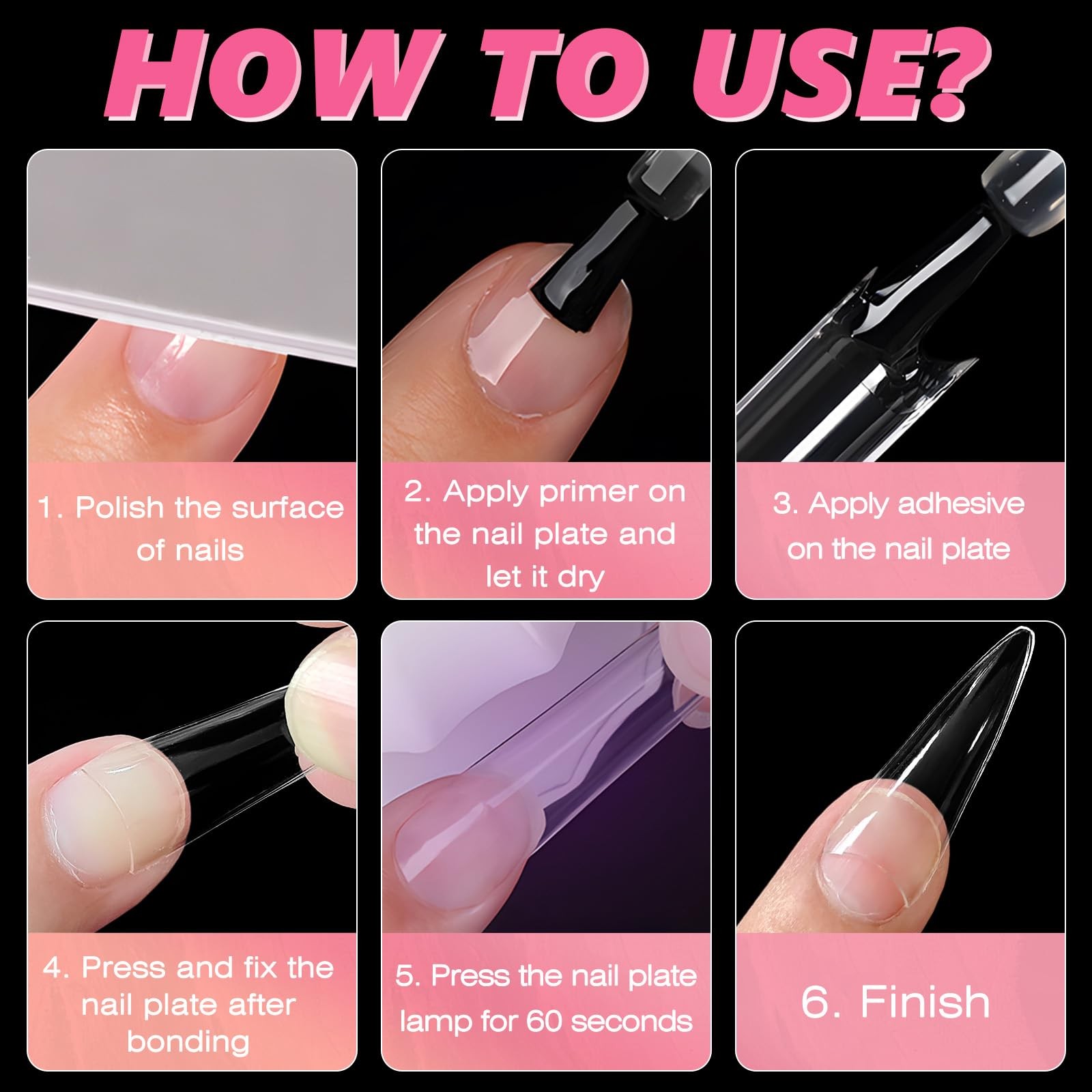 300pc Gel Nail Tips Medium Fake Nails for Oval Press on Nails Clear Acrylic N…