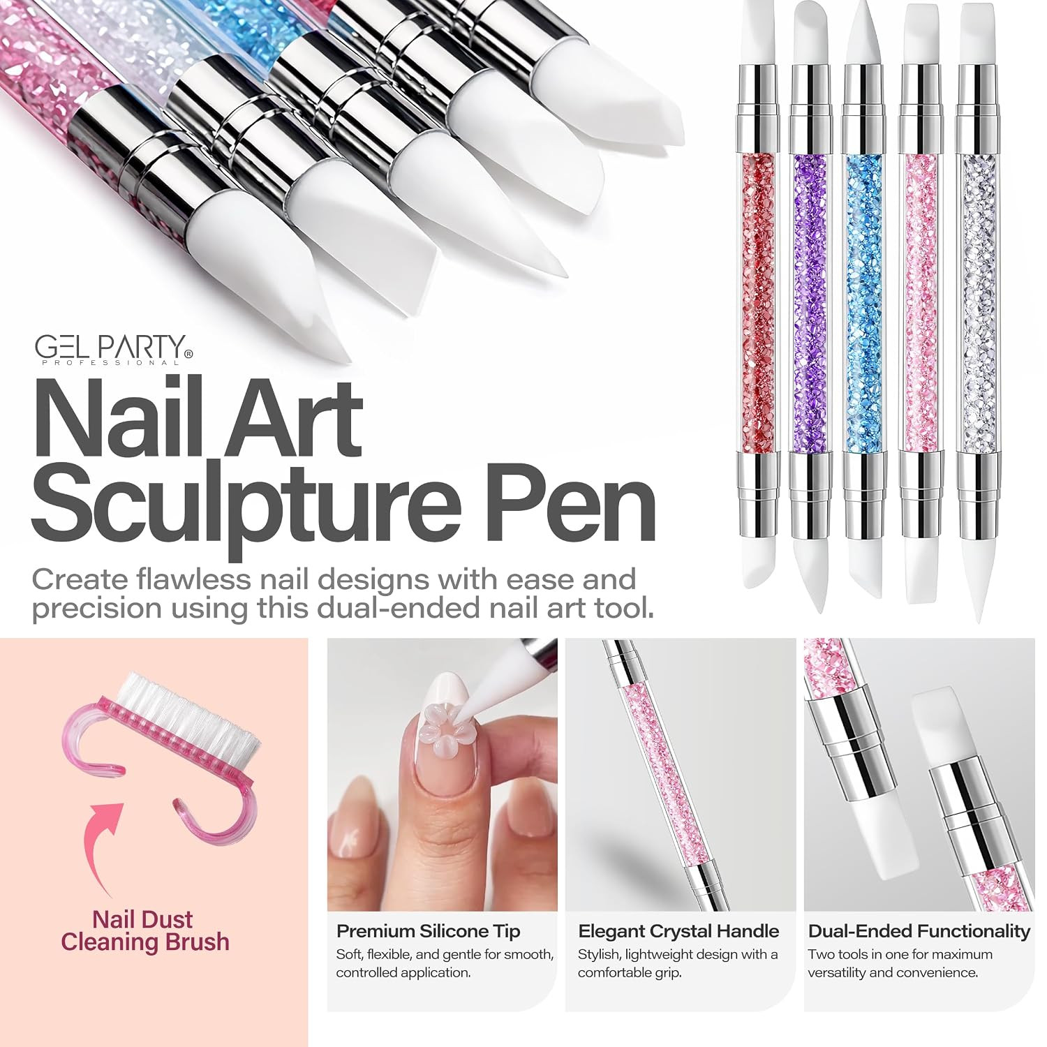 GELPARTY 21 Pcs Pastel Nail Art Brush Set for Gel Polish, Acrylic & Ombre – Prof