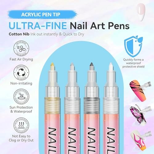 Nail Art Pens Set,12 Colors Nail Polish Graffiti Pens, Nail Varnish Pens, #002