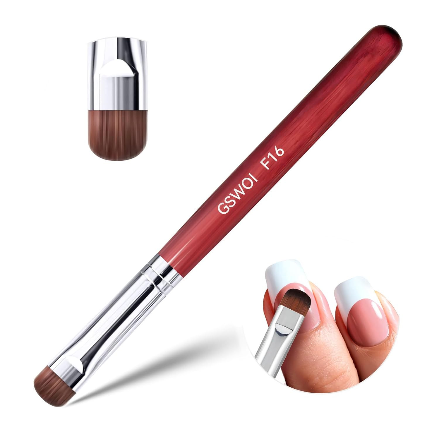 ‌French Brush for Nails & Clean up Brush for Gel Nail Polish | Dual-Use Wooden H