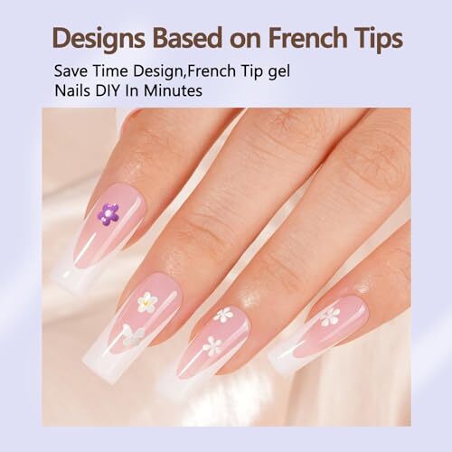 Deep French Gel Nail Tips, 150Pcs French Tip Press Deep French B-Long Square