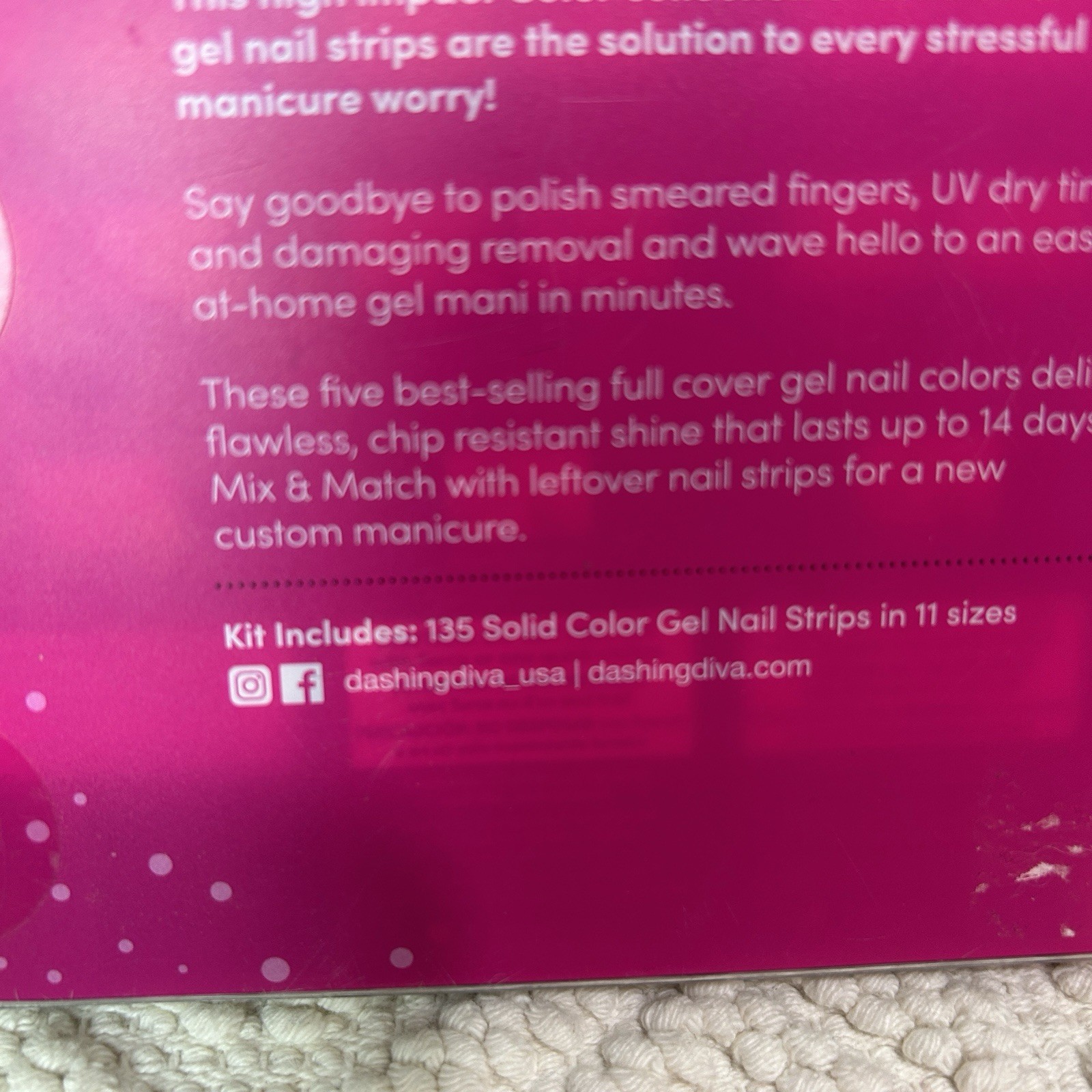 Lot Dashing Diva GLOSS Ultra Shine Gel Nail Strips Set 5 Pink Navy Gray Burgundy
