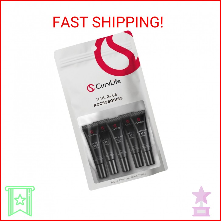 CurvLife Nail Tips Semi Solid Nail Glue 2g (5pcs) – Super Strong, Soft Glue Gel