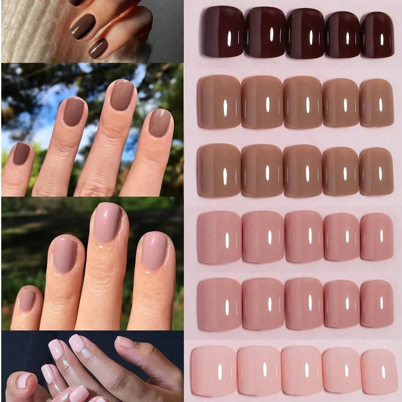 96PCS Matte Style Medium Square Solid Color Coffin Acrylic Fake Nails Nail Art