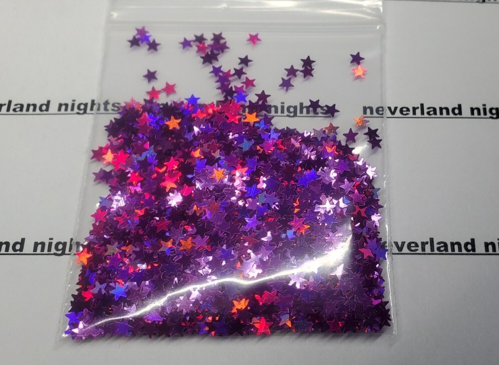 Holographic Purple Star Shape Glitter HOLO for nails, acrylic, crafts 3g