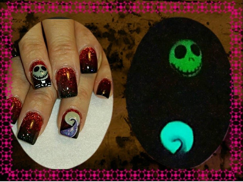 Nail Art Glitter Neon Set Glow in the Dark Powder Pigment, Hearts & Butterflies