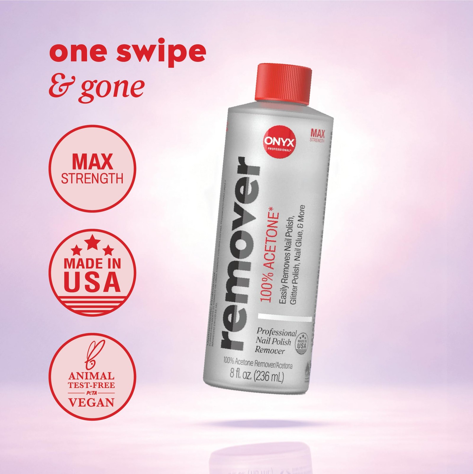 Onyx Professional 100% Pure Acetone Nail Polish Remover 8 Fl Oz (Pack of 1)