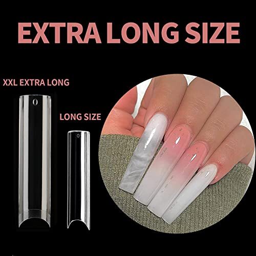 Tapered Square Nail XXL Tips 120 PCS No C Curve Gel Extra Long Half Straight