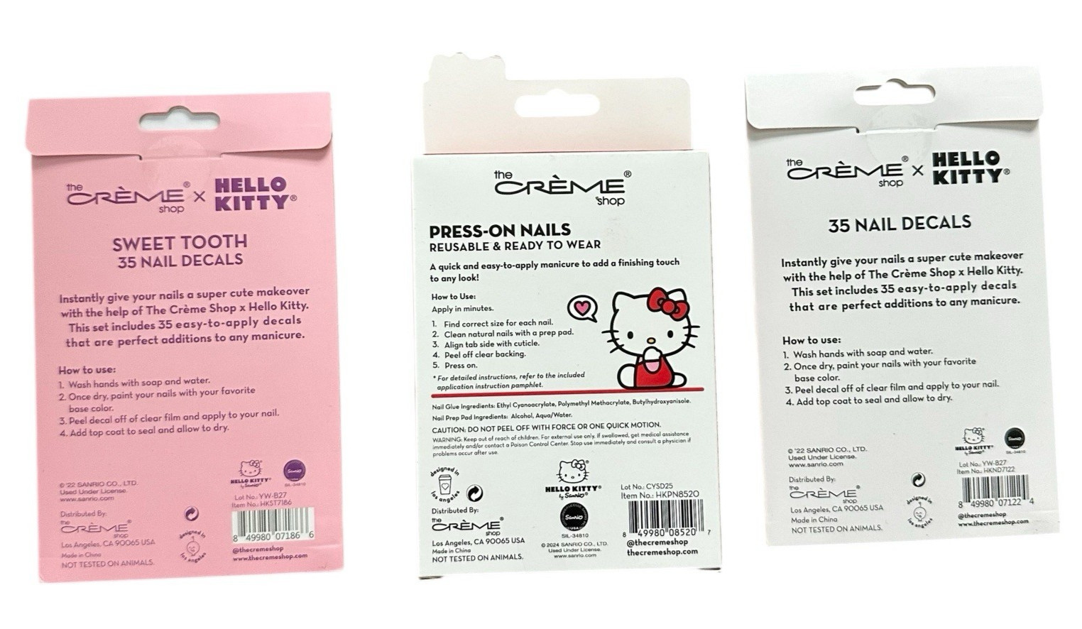 The Creme Shop x Hello Kitty Press on Nails 70 Nail Decals