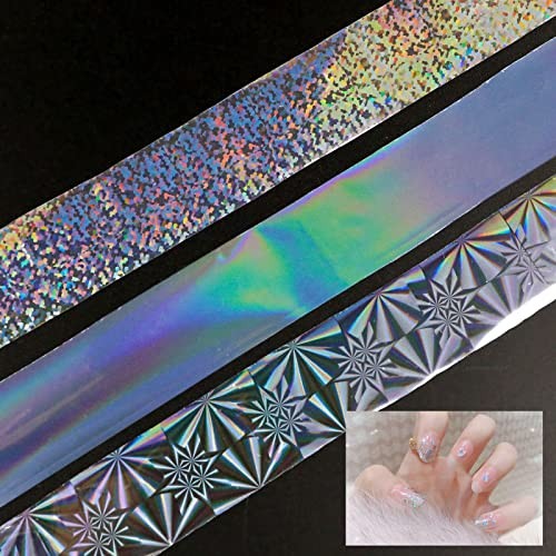 10 Rolls White Pearl Color Holographic Nail Foil Transfer Sticker Roll Set