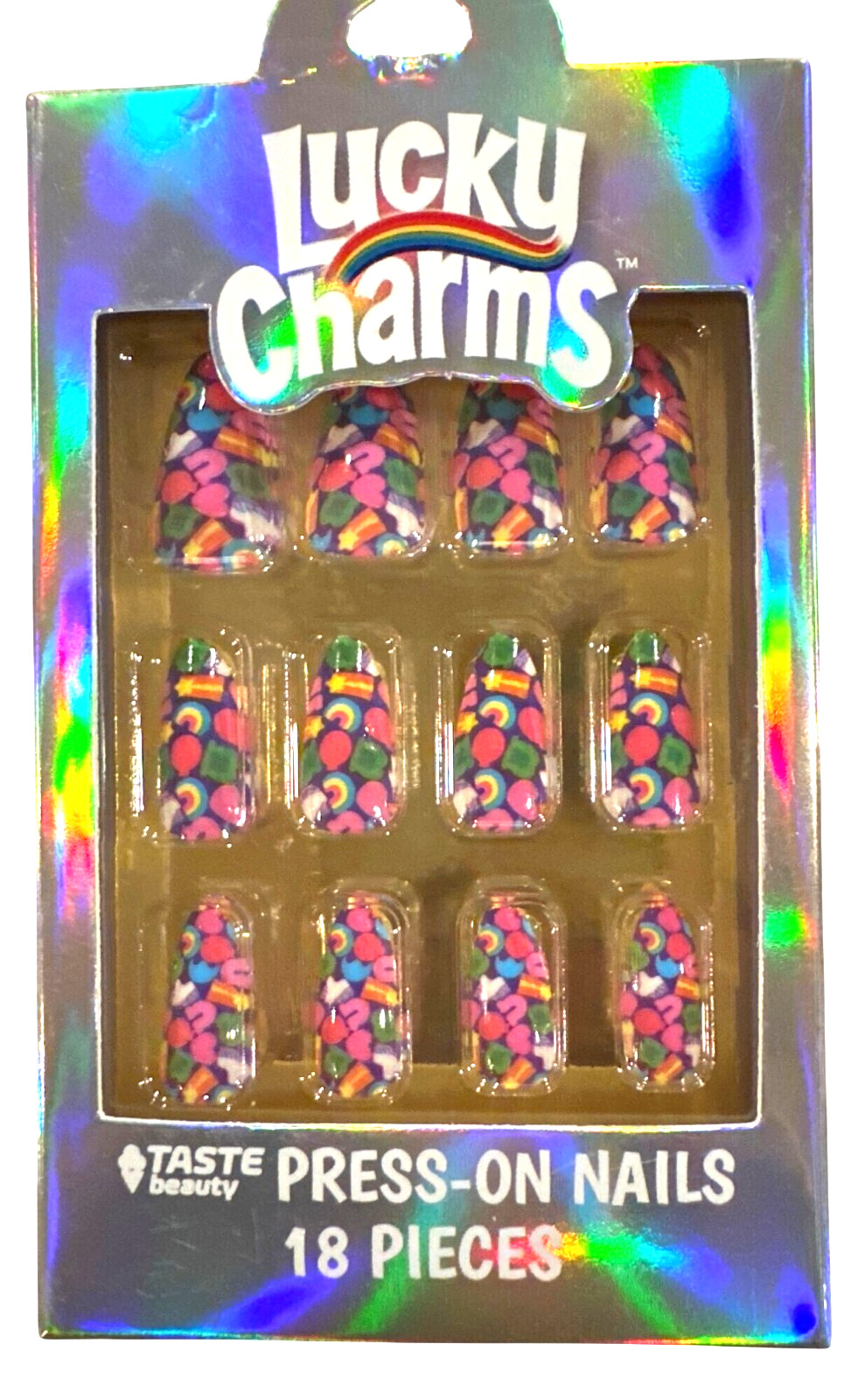 Taste Beauty LUCKY CHARMS Cereal 18 Press-On Nails Cereal Medium Almond Glossy