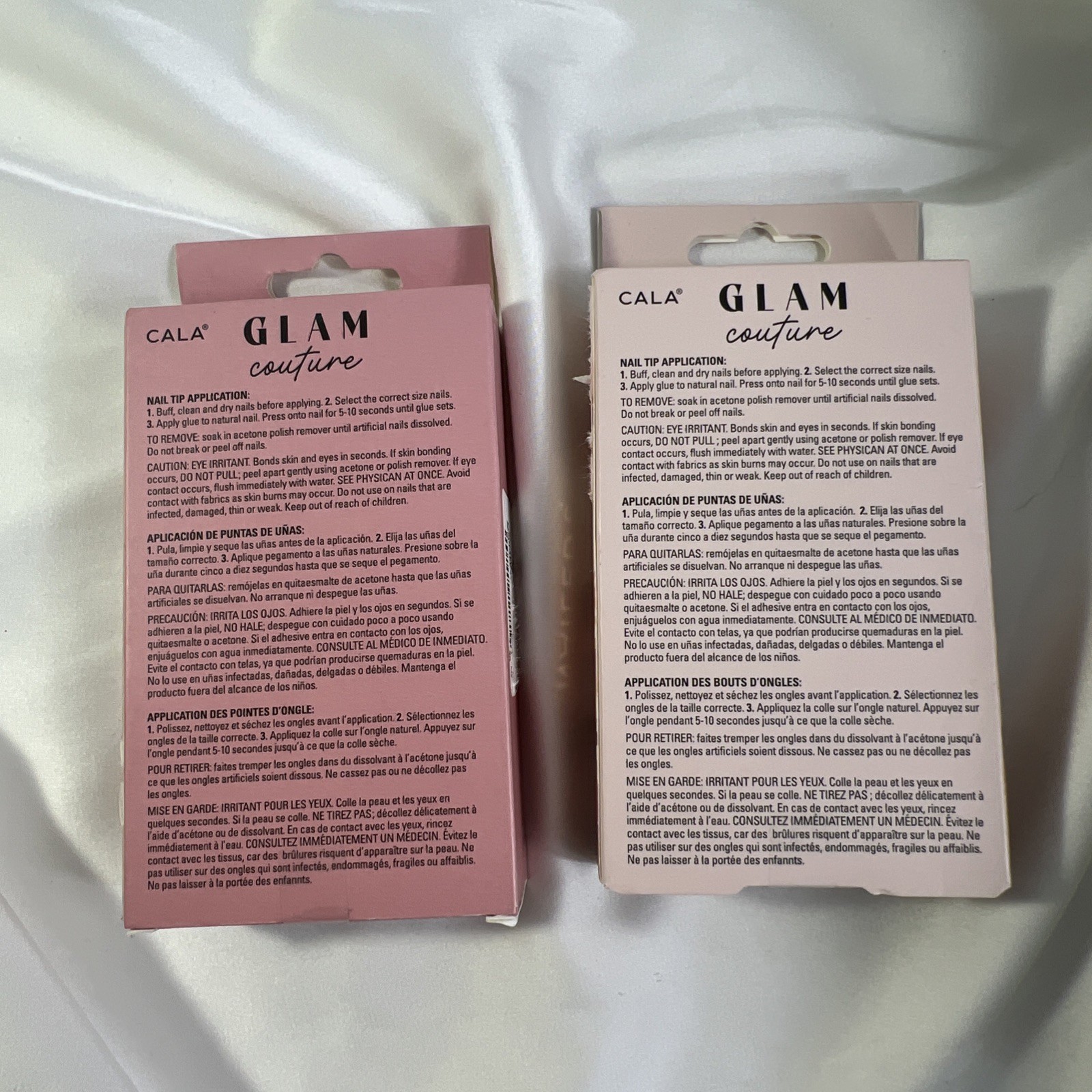 Cala Glam Contrite Press On Nails 2 Pack Medium Pink & Nude With Nail Glue New