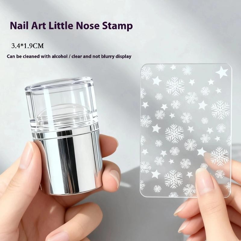 Transparent Mini Nail Seal With Scraper French Tip Nails Stamp Template