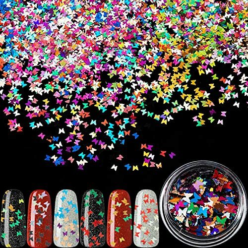 16 Colors Butterfly Glitter Nail Sequins Holographic Body Glitter Laser Butte…