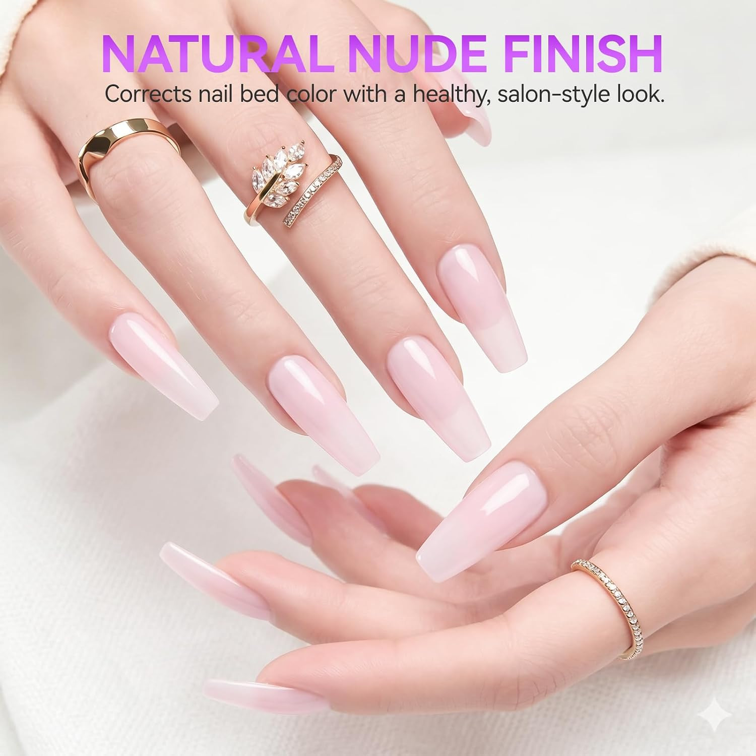 6-In-1 Jelly Builder Gel Nail Glue:Blissful Blush Pink UV Rubber Base Gel for Ap