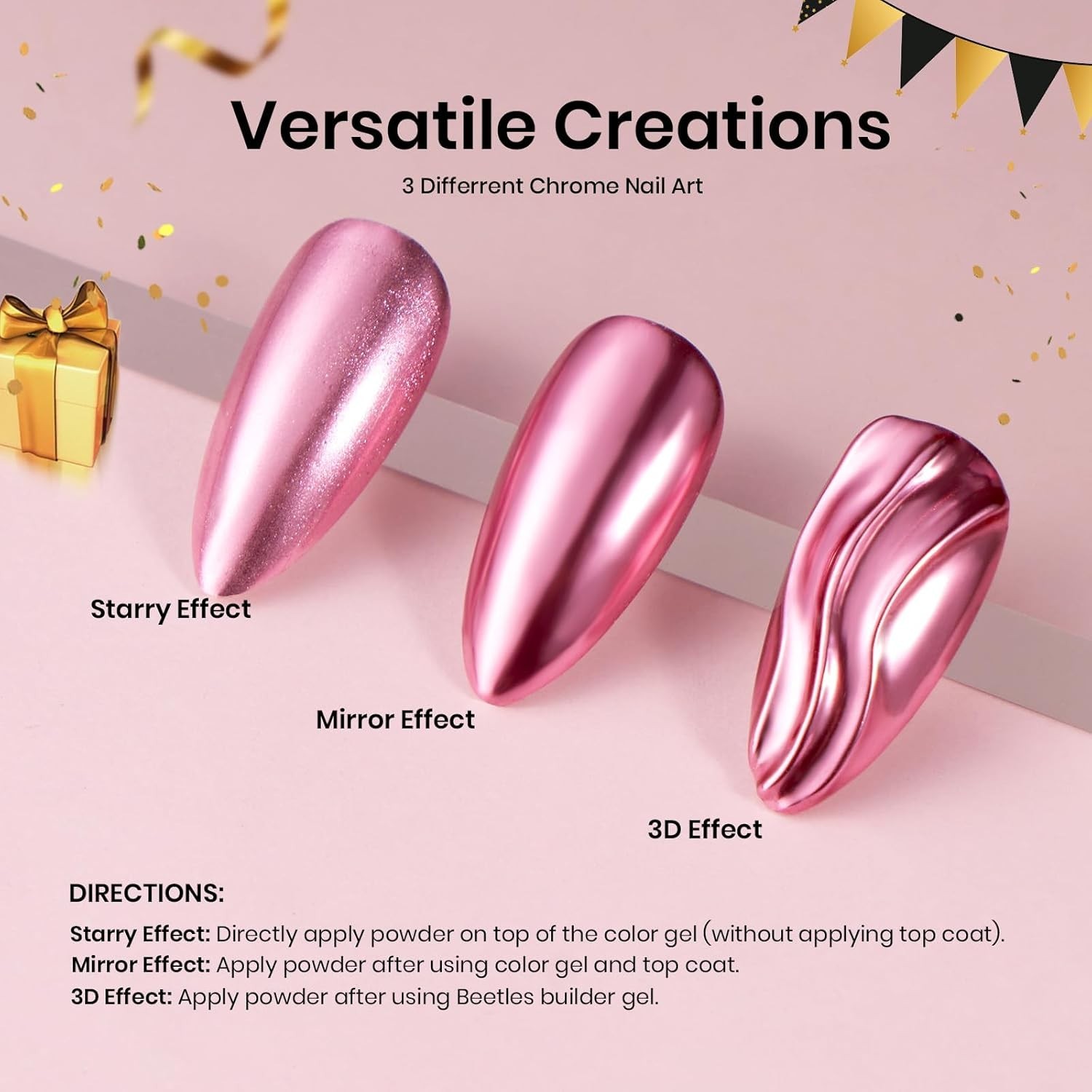 Glamorous 8-Color Chrome Nail Powder – Holographic Manicure Decoration Gift