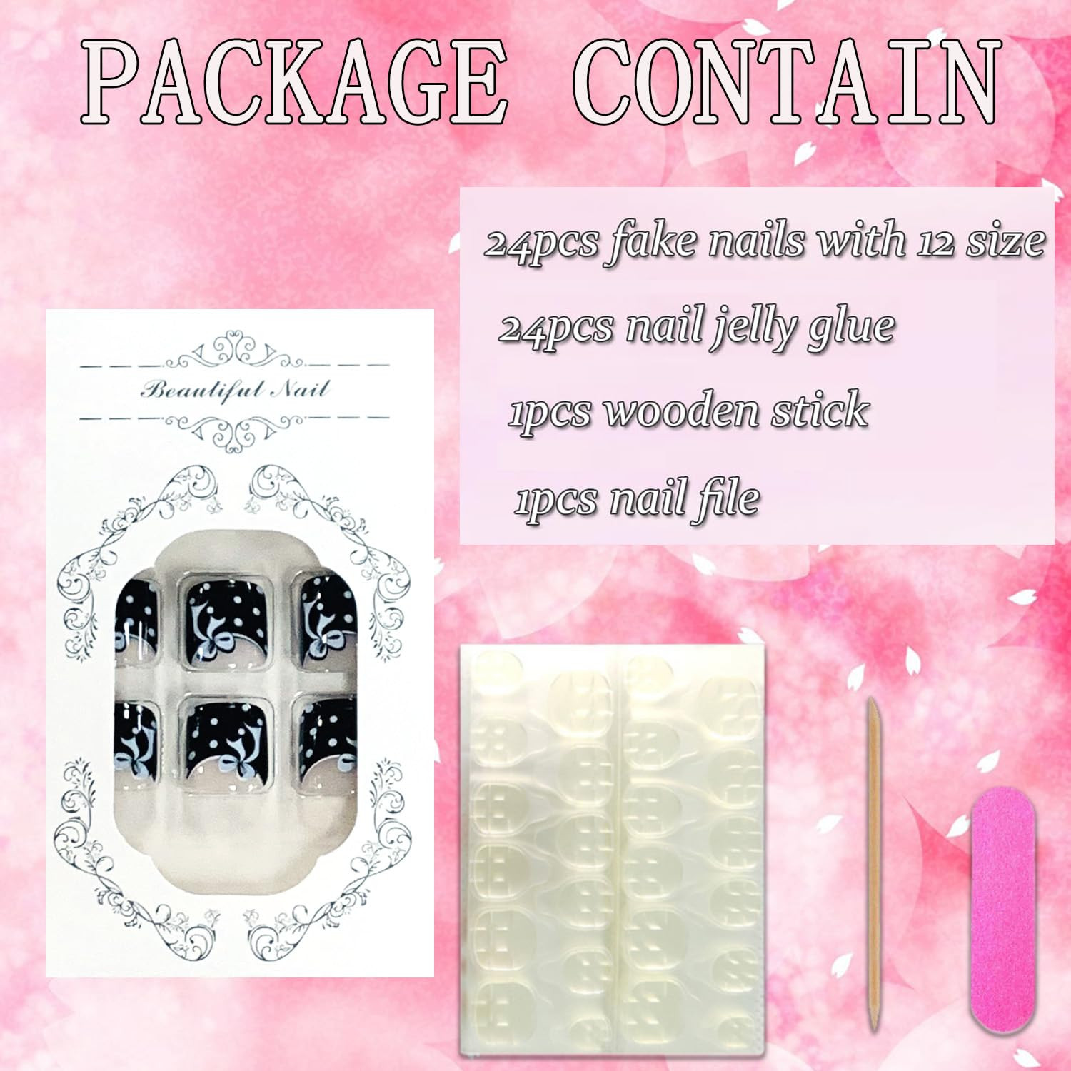 Press on Toenails with Designs Acrylic Fake Nails for Toe Artificial False Nails