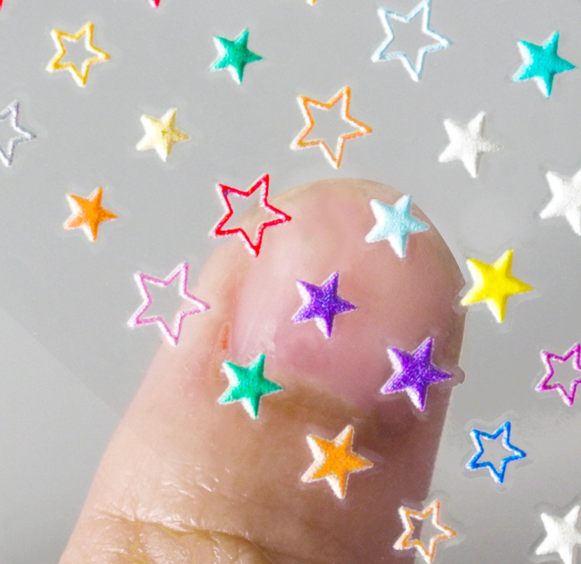 5d Embossed Nail Art Star Heart Design Self Adhesive Stickers Women NS53
