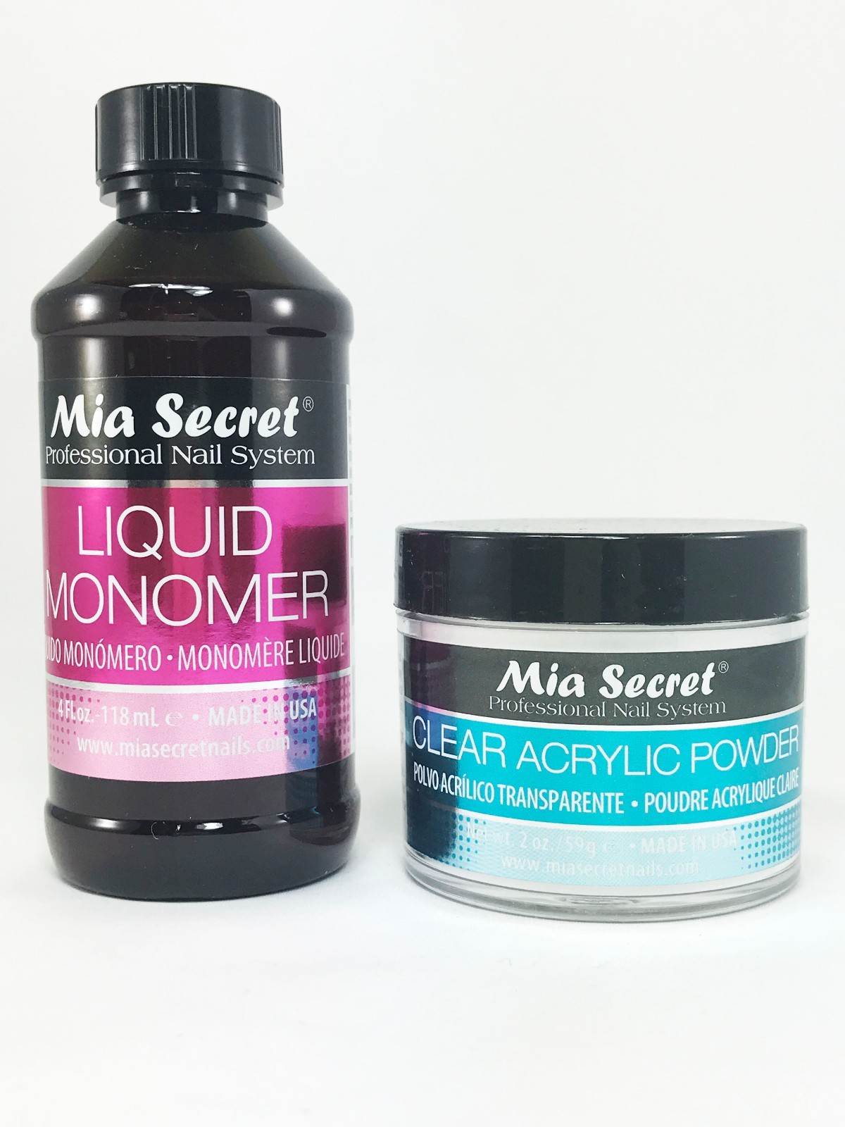 Mia Secret Liquid Monomer 4 oz & Clear Acrylic Powder 2 oz