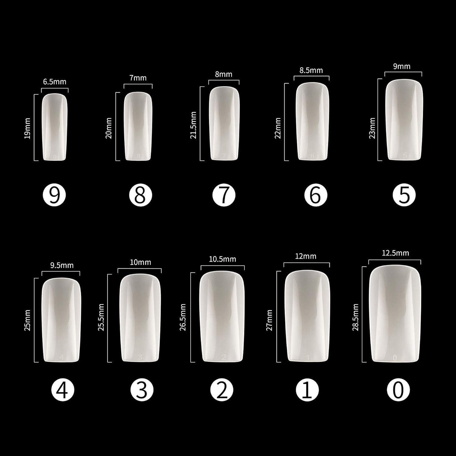 Professional Quality 500PCS Full Cover Nail Tips, 10 Sizes in Storage Case
