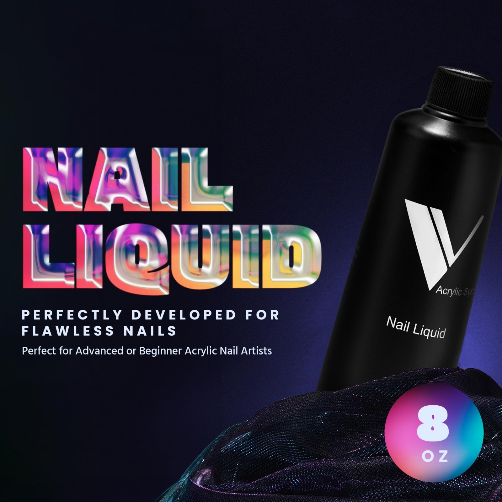 Pure Monomer Acrylic Nail Liquid – Long-Lasting, Smooth Finish – 8 Oz Nail Suppl