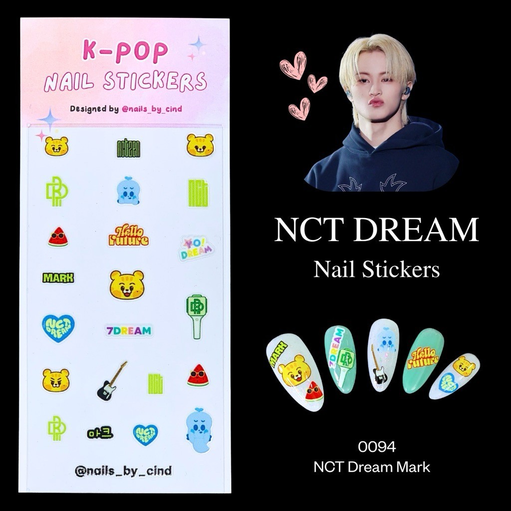NCT DREAM KPOP NAIL STICKER FAN MADE KOREA MARK RENJUN HAECHAN CHENLE I Z10