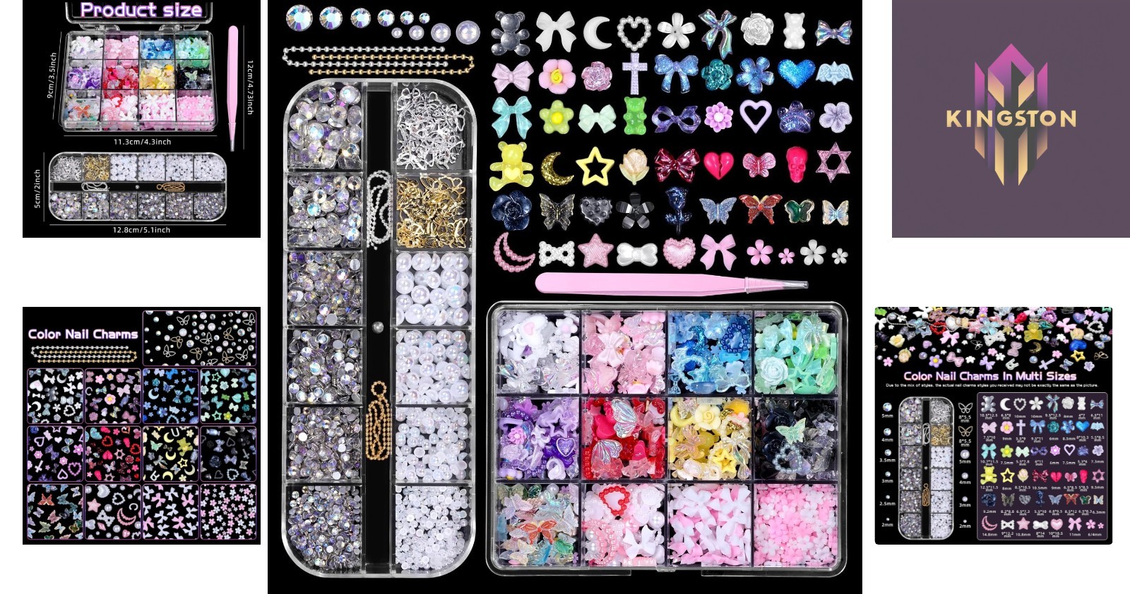 DIY Nail Art Charms Set – Colorful Flowers, Stars & Butterflies for Custom Looks