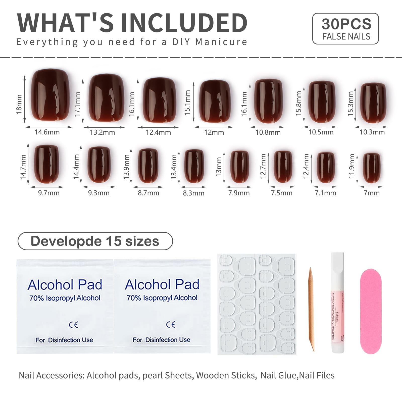 Stbisen Press on Nails Short Square, Chocolate Brown Fake Nails Kit, Fashion …
