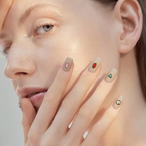 50 PCS Western Nail Charms – 3D Vintage Turquoise Gems, Retro Cowboy Nail Art DI