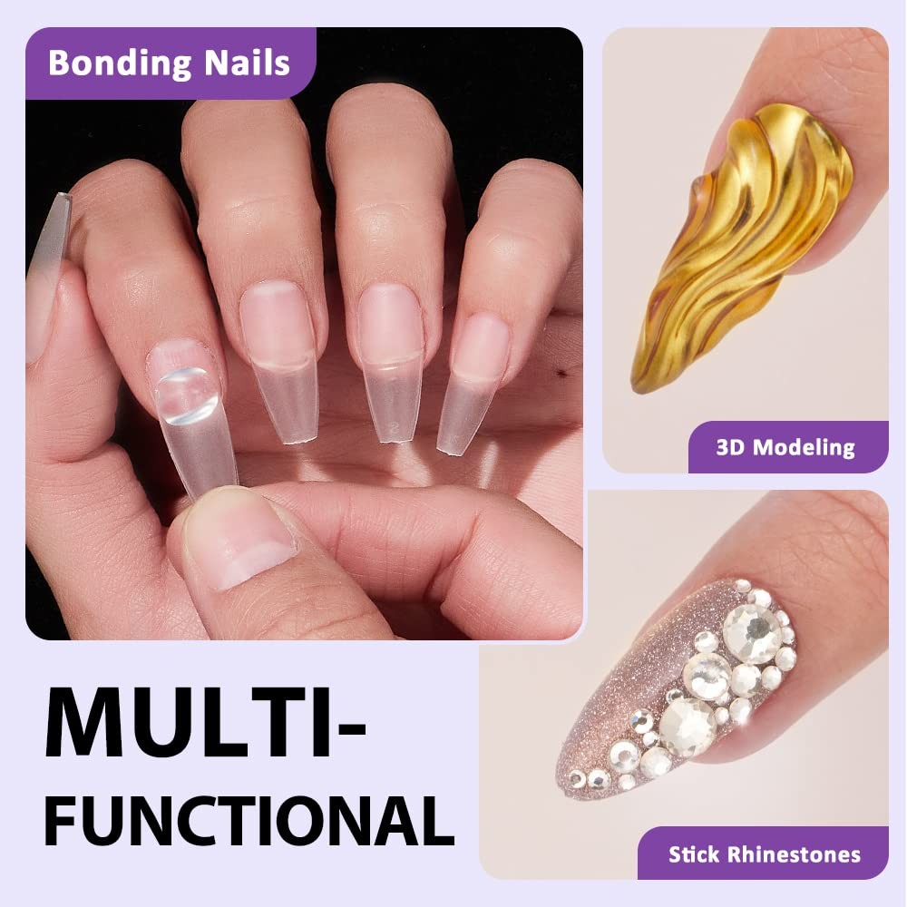 Solid Nail Gel – 15g Gel Nail for Acrylic Nails, Upgrade 3 in 1 Nail Gel for …
