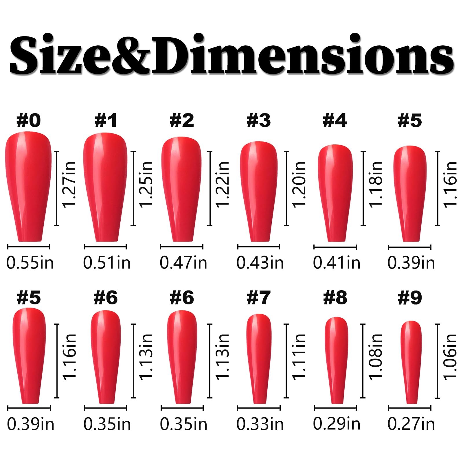 Lifextol 120pc Coffin Press on Nails Medium Length Colored Long Ballerina Red…
