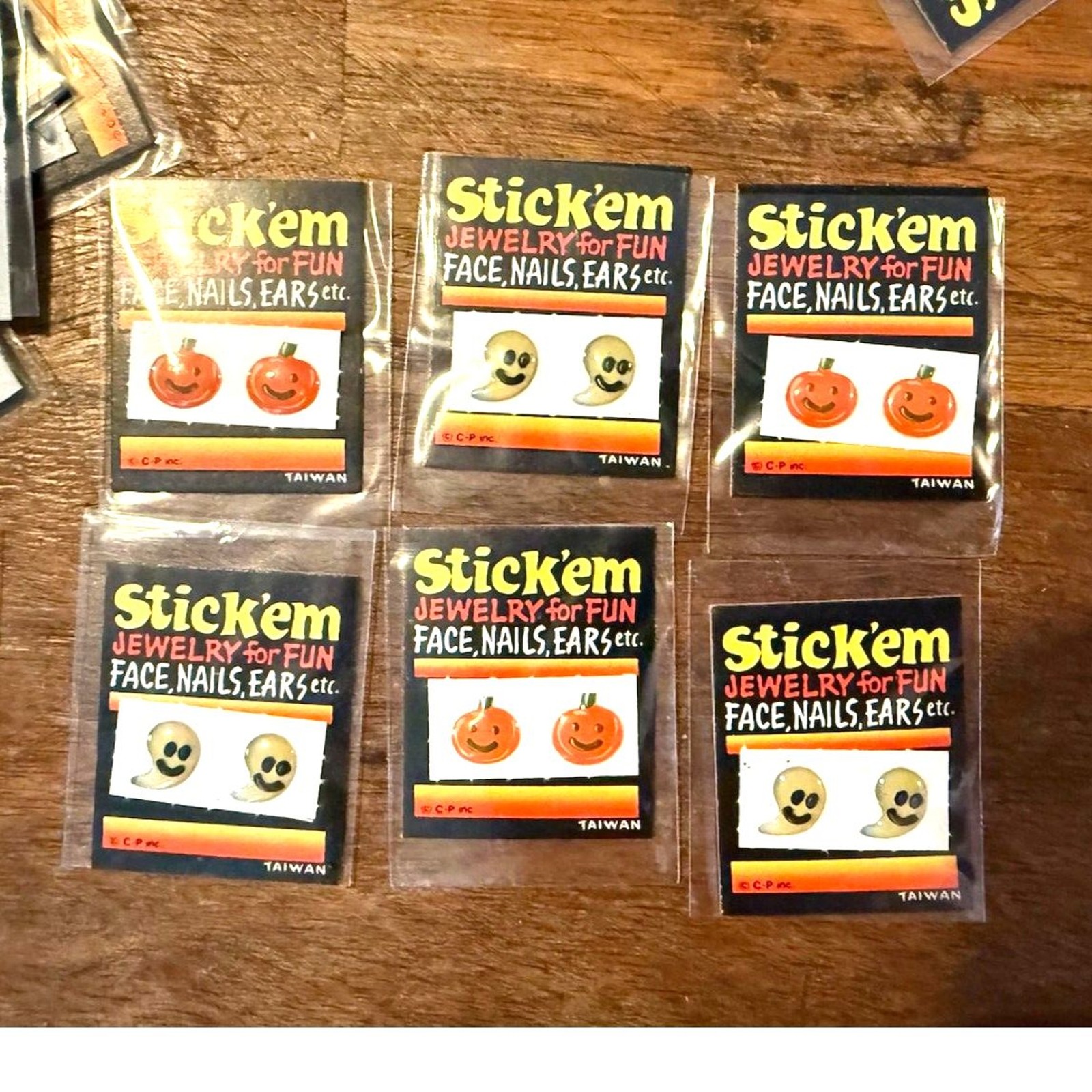 2 Vintage 1980s Stick ‘Em Halloween Jewelry Fun Stick On, 1 of each