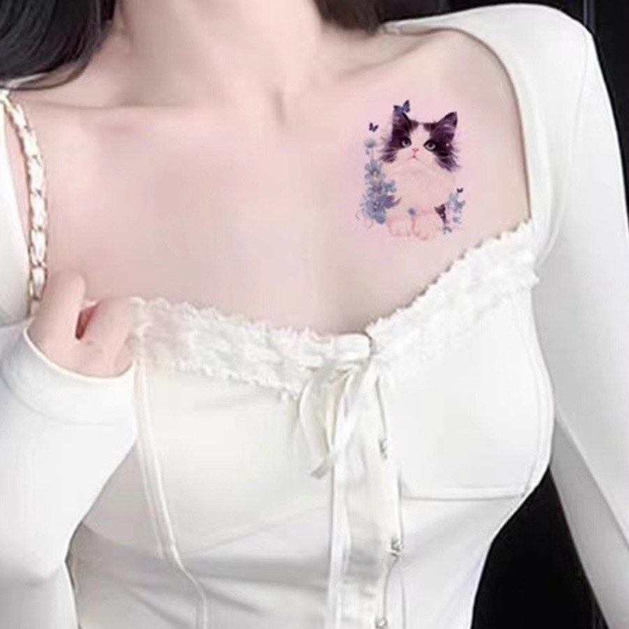 4pcs Butterfly Bow Cat Temporary Arm Tattoo Stickers Waterproof Angel Cat NH13