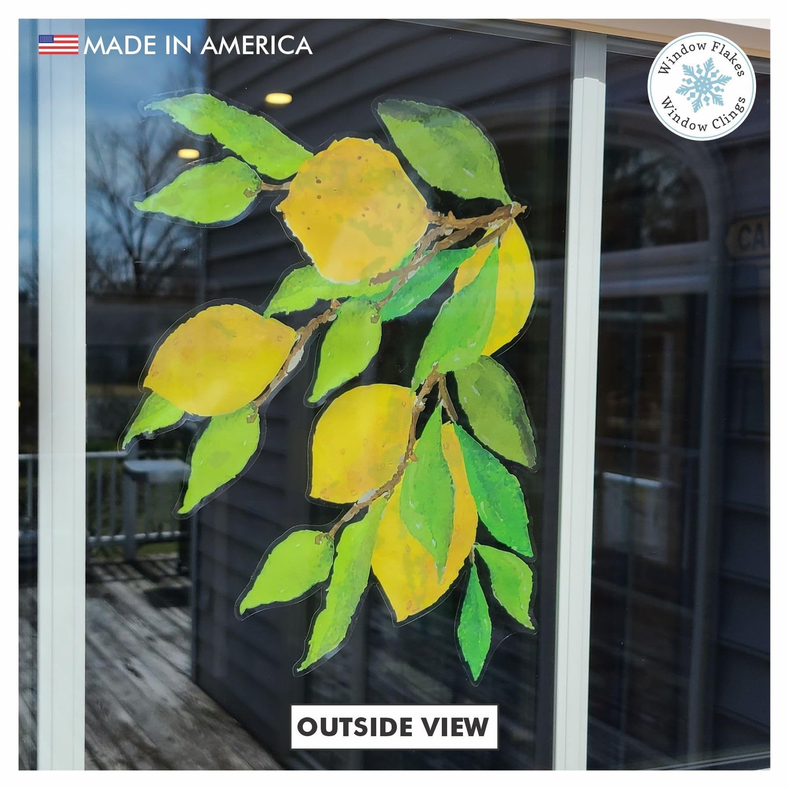 Lemon Branch Window Cling Sticker Decals for Home Décor and Kitchen Glass D